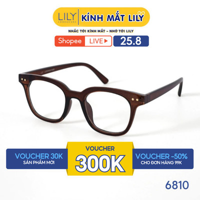 Gọng kính mắt vuông nam nữ LILYEYEWEAR chất liệu nhựa cao cấp chắc chắn kiểu dáng hiện đại màu sắc thời trang 6810