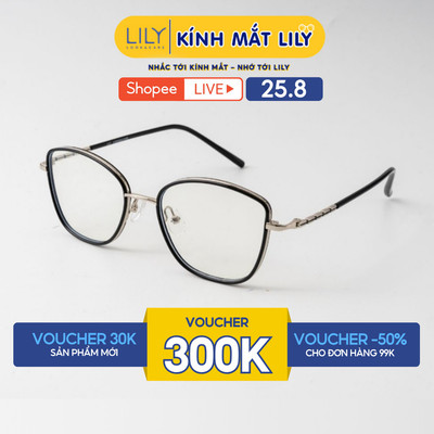 Gọng kính mắt mèo nam nữ LILYEYEWEAR chất liệu nhựa phối càng kim loại cao cấp kiểu dáng và màu sắc thời trang 5763