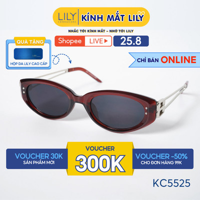 Kính mát thời trang nam nữ LILYEYEWEAR chất liệu nhựa phối càng kim loại, mắt kính chống UV400 kiểu dáng hiện đại KC5525