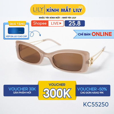 Kính mát thời trang nam nữ LILYEYEWEAR chất liệu nhựa phối càng kim loại mắt kính chống UV400 kiểu dáng hiện đại KC55250