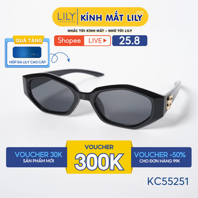 Kính mát thời trang nam nữ LILYEYEWEAR chất liệu nhựa cao cấp, mắt kính chống UV400, kiểu dáng màu sắc hiện đại KC55251