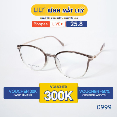 Gọng kính mắt cánh tiên LILYEYEWEAR chất liệu nhựa phối càng kim loại cao cấp kiểu dáng hiện đại màu sắc thời trang 0999