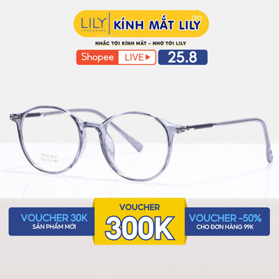 Gọng kính tròn nam nữ LILYEYEWEAR chất liệu nhựa cao cấp chắc chắn, kiểu dáng hiện đại màu sắc thời trang 8151