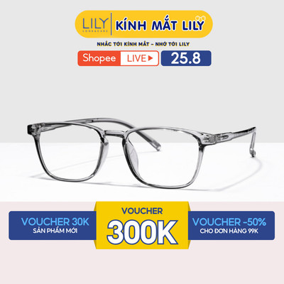 Gọng kính chữ nhật nam nữ LILYEYEWEAR chất liệu nhựa cao cấp chắc chắn, kiểu dáng hiện đại, màu sắc thời trang 22313