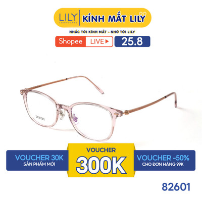 Gọng kính vuông bo tròn nam nữ LILYEYEWEAR chất liệu nhựa phối càng Titan cao cấp kiểu dáng hiện đại thời trang 82601