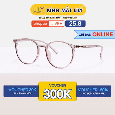 Gọng kính tròn nam nữ LILYEYEWEAR chất liệu nhựa dẻo cao cấp chắc chắn màu sắc và kiểu dáng thời trang hiện đại 52313
