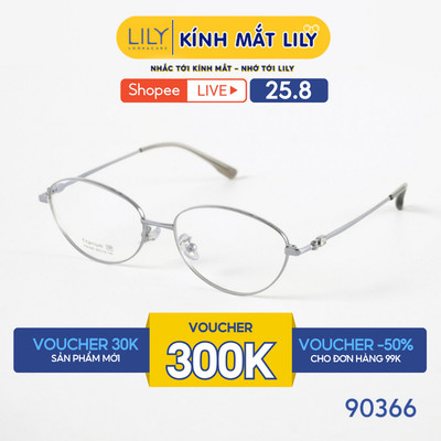 Gọng kính mắt Oval nam nữ LILYEYEWEAR chất liệu kim loại cao cấp chắc chắn, kiểu dáng hiện đại màu sắc thời trang 90366