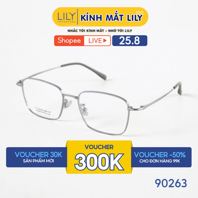 Gọng kính mắt vuông nam nữ LILYEYEWEAR chất liệu kim loại cao cấp chắc chắn, kiểu dáng hiện đại màu sắc thời trang 90263