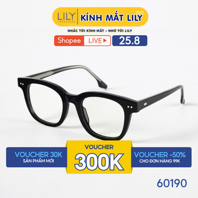 Gọng kính mắt vuông Acetate nam nữ LILYEYEWEAR cao cấp chắc chắn, kiểu dáng hiện đại màu sắc thời trang 60190