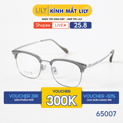 Gọng kính mắt vuông nam nữ LILYEYEWEAR chất liệu kim loại cao cấp chắc chắn, kiểu dáng hiện đại màu sắc thời trang 65007