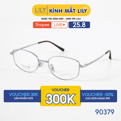 Gọng kính mắt Oval nam nữ LILYEYEWEAR chất liệu kim loại cao cấp chắc chắn, kiểu dáng hiện đại màu sắc thời trang 90379