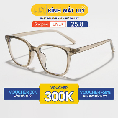 Gọng kính mắt vuông nam nữ LILYEYEWEAR chất liệu nhựa cao cấp chắc chắn, kiểu dáng hiện đại màu sắc thời trang 6637KOR