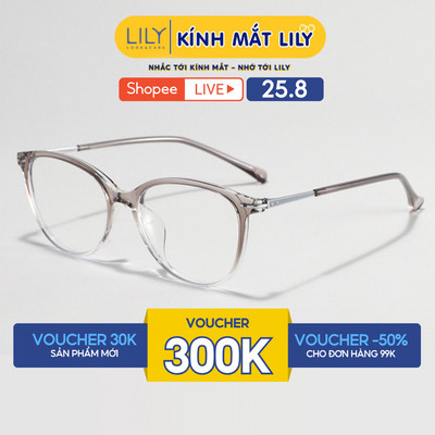 Gọng kính mắt oval nam nữ LILYEYEWEAR chất liệu nhựa phối càng kim loại cao cấp kiểu dáng hiện thời trang 86161KOR