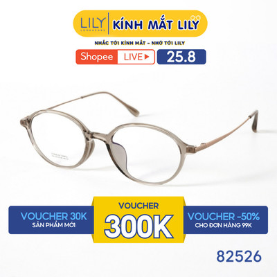 Gọng kính mắt Oval nam nữ LILYEYEWEAR chất liệu nhựa phối càng Titan cao cấp kiểu dáng hiện đại màu sắc thời trang 82526