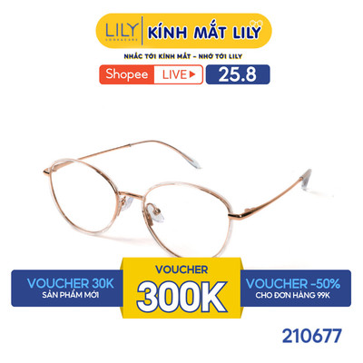 Gọng kính mắt Oval nam nữ LILYEYEWEAR chất liệu nhựa phối kim loại cao cấp kiểu dáng hiện đại màu sắc thời trang 210677