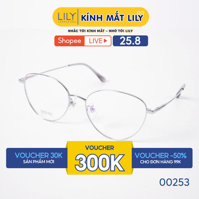 Gọng kính Oval nam nữ LILYEYEWEAR chất liệu kim loại phối Titan cao cấp kiểu dáng hiện đại màu sắc thời trang 00253