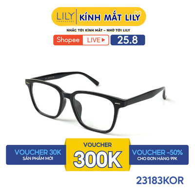 Gọng kính mắt vuông nam nữ LILYEYEWEAR chất liệu nhựa cao cấp chắc chắn, kiểu dáng hiện đại màu sắc thời trang 23183KOR