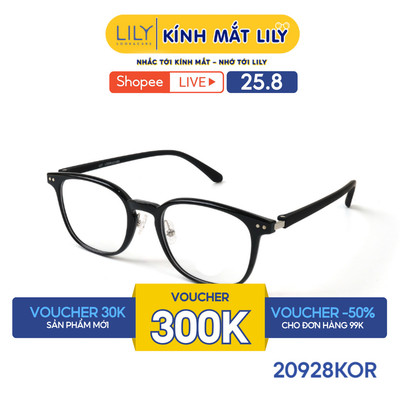Gọng kính mắt vuông nam nữ LILYEYEWEAR chất liệu nhựa cao cấp kiểu dáng hiện đại màu sắc thời trang 20928KOR