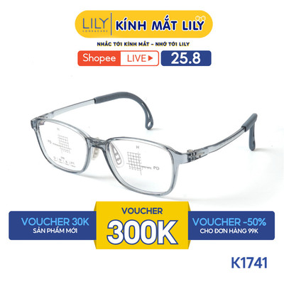 Gọng kính mắt chữ nhật trẻ em từ 3T- 8T LILYEYEWEAR chất liệu nhựa dẻo chắc chắn kiểu dáng hiện đại thời trang K1741