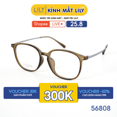Gọng kính mắt tròn nam nữ LILYEYEWEAR chất liệu nhựa cao cấp chắc chắn kiểu dáng hiện đại màu sắc thời trang 56808
