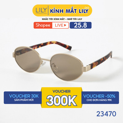 Kính mát thời trang nam nữ LILYEYEWEAR chất liệu kim loại cao cấp, mắt kính chống UV400, kiểu dáng thời trang 23470