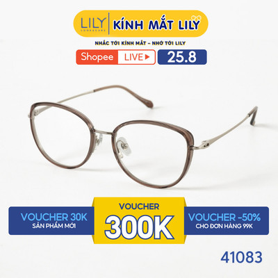 Gọng kính mắt mèo nam nữ LILYEYEWEAR chất liệu nhựa pha kim loại cao cấp chắc chắn, kiểu dáng thời trang 41083