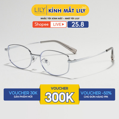 Gọng kính mắt đa giác nam nữ LILYEYEWEAR chất liệu kim loại cao cấp kiểu dáng hiện đại màu sắc thời trang 22202KOR