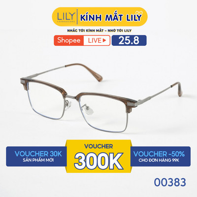 Gọng kính mắt vuông nam nữ LILYEYEWEAR chất liệu nhựa pha kim loại cao cấp chắc chắn, kiểu dáng thời trang 00383