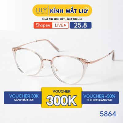 Gọng kính mắt mèo LILYEYEWEAR chất liệu nhựa dẻo cao cấp kiểu dáng hiện đại màu sắc thời trang 5864