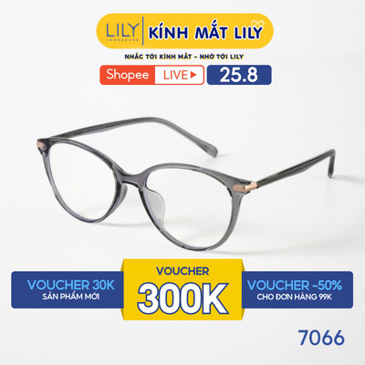 Gọng kính mắt tròn nam nữ LILYEYEWEAR chất liệu nhựa cao cấp chắc chắn, kiểu dáng hiện đại màu sắc thời trang 7066