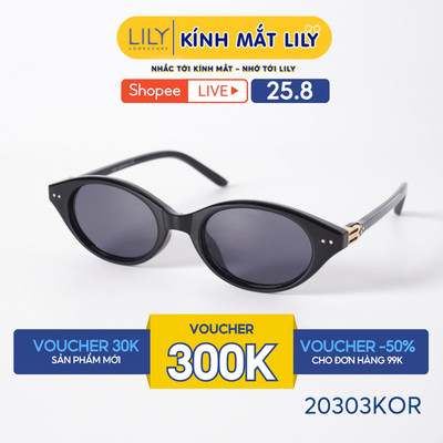 Kính râm mắt tròn nam nữ LILYEYEWEAR chống tia UV400 chất liệu nhựa phối kim loại kiểu dáng thời trang dễ đeo 20303KOR