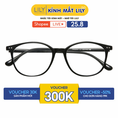 Gọng kính mắt oval nam nữ LILYEYEWEAR chất liệu nhựa cao cấp chắc chắn, kiểu dáng hiện đại màu sắc thời trang 52031KOR