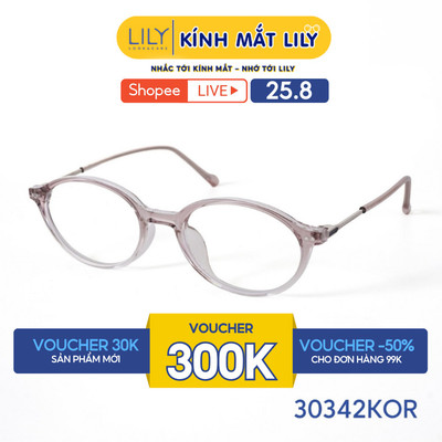Kính mắt Oval thời trang nam nữ LILYEYEWEAR chất liệu nhựa cao cấp chắc chắn kiểu dáng hiện đại thanh lịch 30342KOR