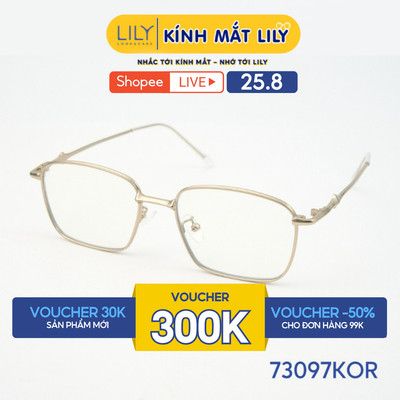 Gọng kính mắt vuông nam nữ LILYEYEWEAR chất liệu kim loại cao cấp, kiểu dáng hiện đại màu sắc thời trang 73097KOR