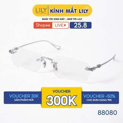 Kính gọng khoan nam nữ LILYEYEWEAR chất liệu kim loại cao cấp chắc chắn kiểu dáng hiện đại màu sắc thời trang 88080