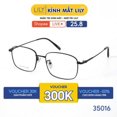 Kính mắt Vuông thời trang nam nữ LILYEYEWEAR chất liệu kim loại cao cấp chắc chắn kiểu dáng hiện đại thanh lịch 35016