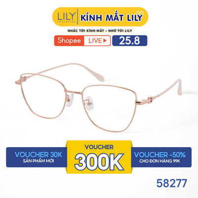 Gọng kính mắt mèo thời trang nam nữ LILYEYEWEAR chất liệu kim loại cao cấp chắc chắn kiểu dáng hiện đại thanh lịch 58277