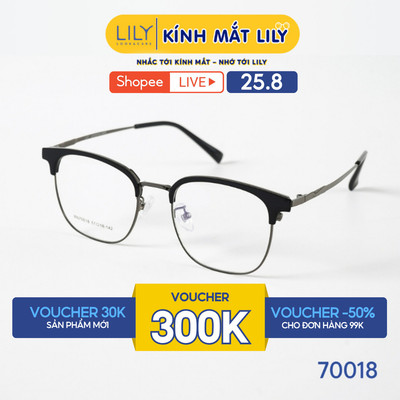 Gọng kính mắt vuông bo góc nam nữ LILYEYEWEAR chất liệu nhựa pha kim loại chắc chắn, kiểu dáng thời trang 70018