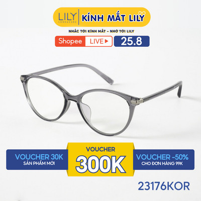 Gọng kính mắt mèo nam nữ LILYEYEWEAR chất liệu nhựa cao cấp chắc chắn, kiểu dáng thời trang 23176KOR