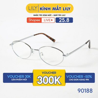 Gọng kính mắt đa giác nam nữ LILYEYEWEAR chất liệu kim loại cao câp chắc chắn, kiểu dáng hiện đại thời trang 90188KOR