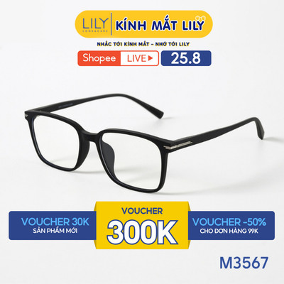 Gọng kính mắt vuông nam nữ LILYEYEWEAR chất liệu nhựa cao cấp chắc chắn, kiểu dáng hiện đại màu sắc thời trang M3567
