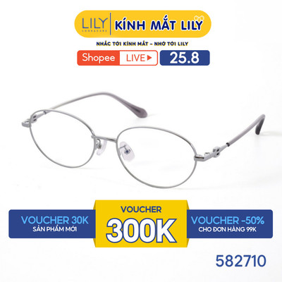 Kính mắt Oval thời trang nam nữ LILYEYEWEAR chất liệu kim loại cao cấp chắc chắn kiểu dáng hiện đại thanh lịch 582710