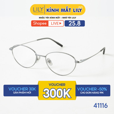 Gọng kính mắt oval nam nữ LILYEYEWEAR chất liệu kim loại cao cấp chắc chắn, kiểu dáng hiện đại màu sắc thời trang 41116