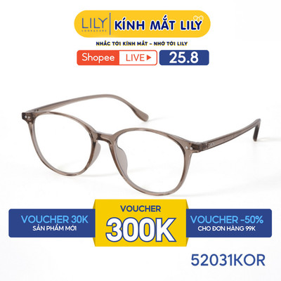 Kính mắt vuông bo góc nam nữ LILYEYEWEAR chất liệu nhựa cao cấp chắc chắn kiểu dáng hiện đại thanh lịch 52031KOR