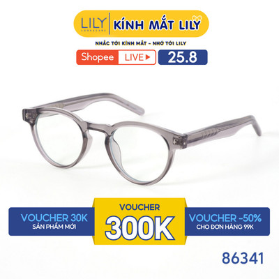 Gọng kính mắt tròn nam nữ LILYEYEWEAR chất liệu nhựa cao cấp chắc chắn kiểu dáng hiện đại màu sắc thời trang 86341