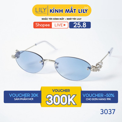 Kính mát gọng Oval nam nữ LILYEYEWEAR chất liệu kim loại cao cấp chắc chắn kiểu dáng hiện đại màu sắc thời trang 3037