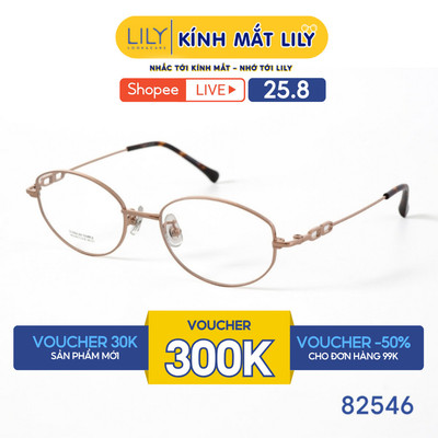 Gọng kính mắt Oval nam nữ LILYEYEWEAR chất liệu Titan cao cấp chắc chắn kiểu dáng hiện đại màu sắc thời trang 82546