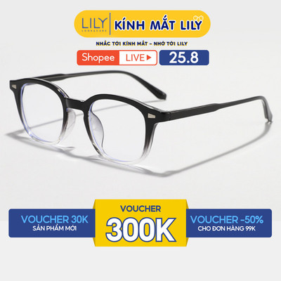 Gọng kính mắt vuông nam nữ LILYEYEWEAR chất liệu nhựa cao cấp chắc chắn kiểu dáng hiện đại màu sắc thời trang 66360KOR