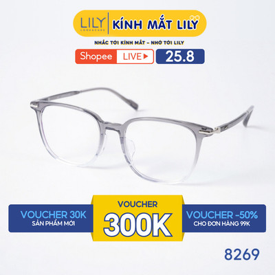 Gọng kính mắt vuông bo góc nam nữ LILYEYEWEAR chất liệu nhựa Acetate cao cấp, kiểu dáng hiện đại màu sắc thời trang 8269