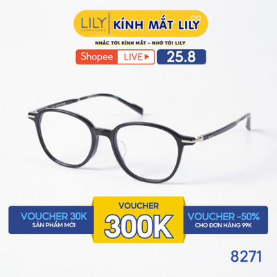 Gọng kính mắt đa giác nam nữ LILYEYEWEAR chất liệu nhựa Acetate cao cấp, kiểu dáng hiện đại màu sắc thời trang 8271